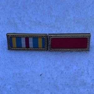 Modern US Army 2 Military Unit Award Ribbons in Gold Frames Ribbon Bar
